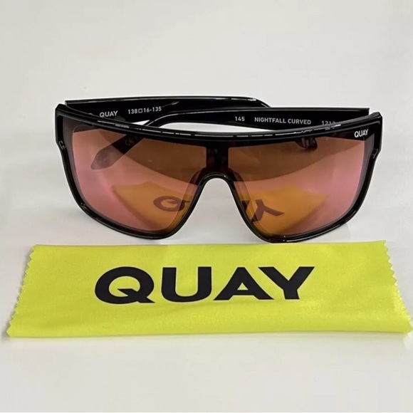 NEW!! Quay Australia NIGHTFALL blk/brnpk 145mm CURVE Shield Sunglasses - Picture 2 of 6